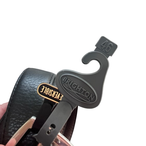 NWT Brighton Reversible Black Brown 1” Leather Belt with Silver Buckle Size 46 - Picture 5 of 11